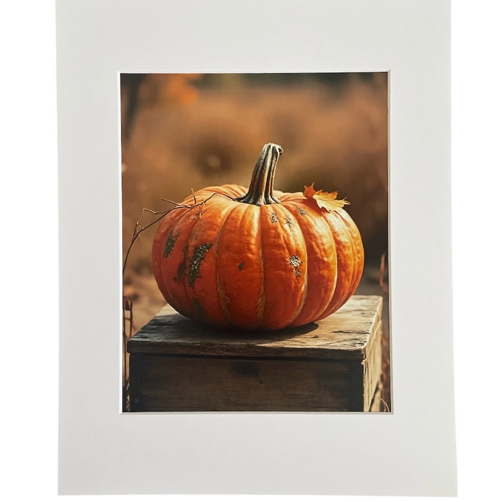 Pumpkin Photo Print 8x10 Matted to 11x14 Fall Home Decor